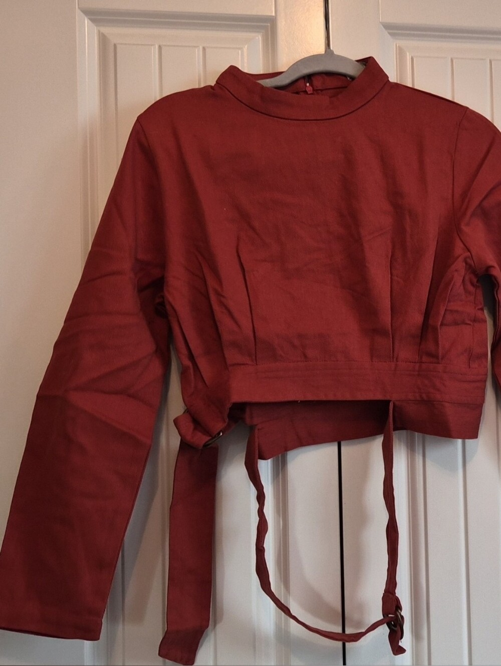 Cropped Crewneck Jacket in Deep Rust